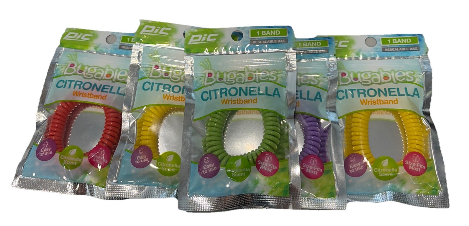 🔥Pic Bugables Citronella Wristbands Various Colors(5 Pieces)🔥+5 Years