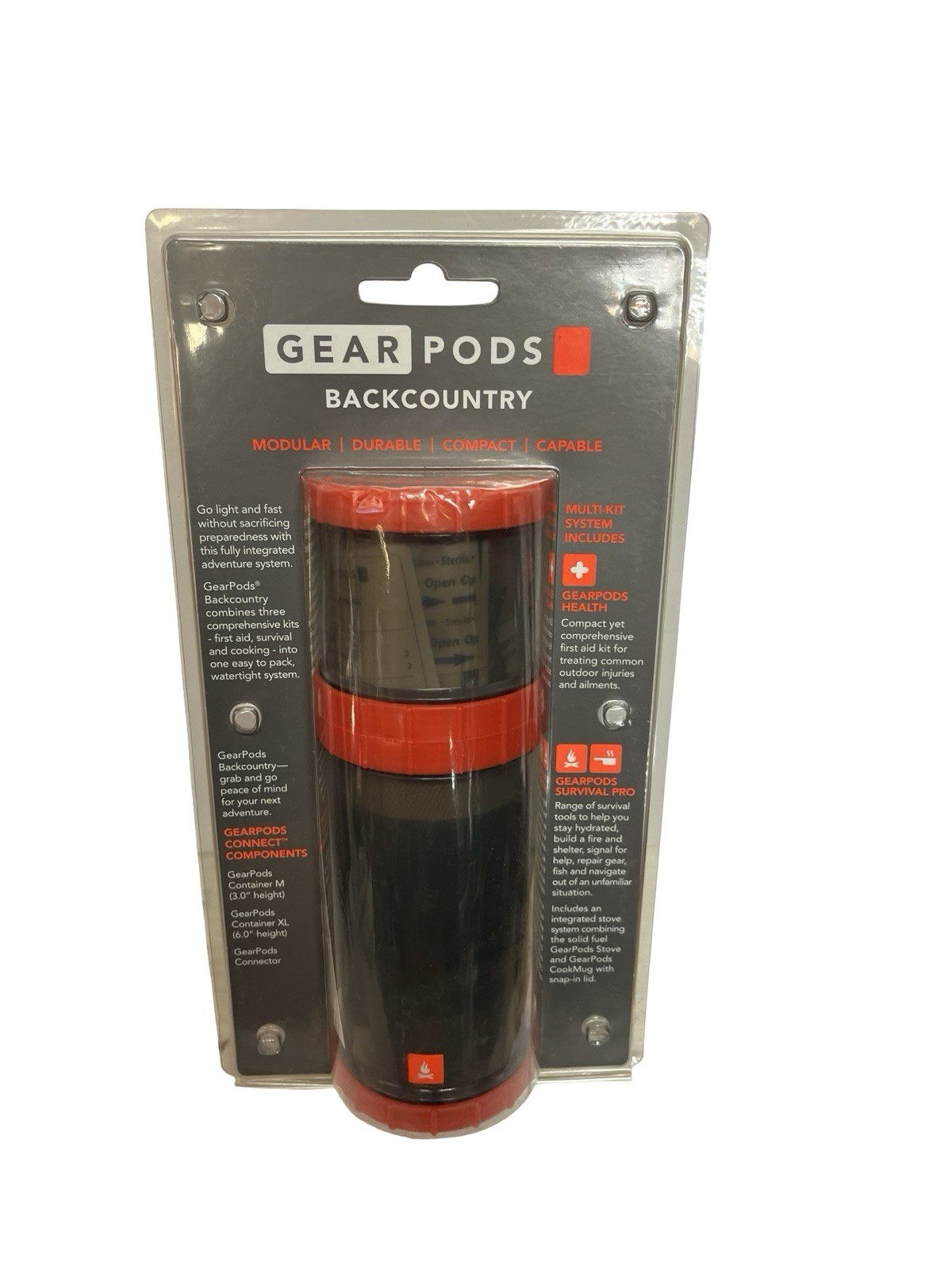 GearPods Backcountry Multi-Kit System Orange First Aid Survival New Sealed