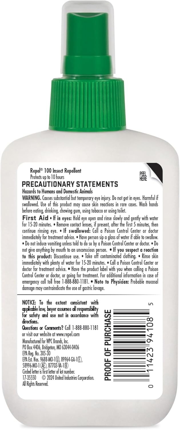 Repel 100 Insect Repellent, Pump Spray, 4-Fluid Ounces, 10-Hour Protection khry