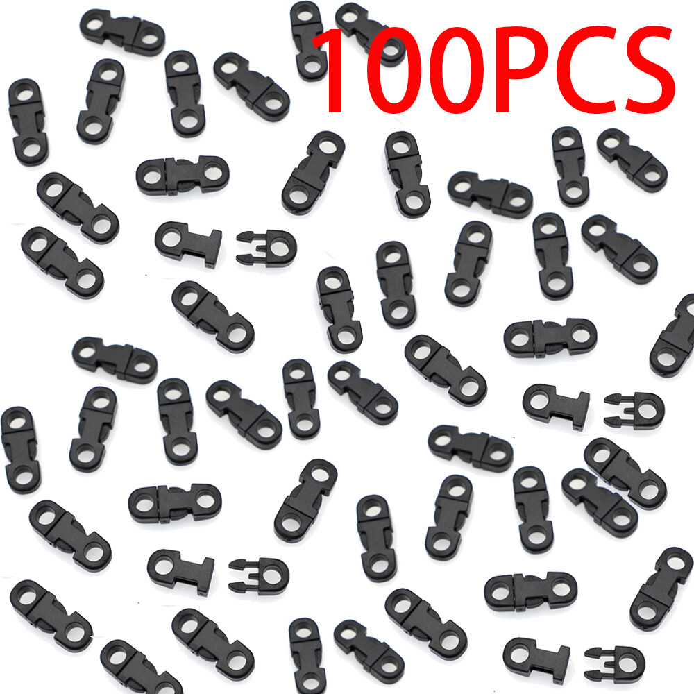 100 x Buckles Black For Paracord Bracelets Plastic Safety Clasp Side Release