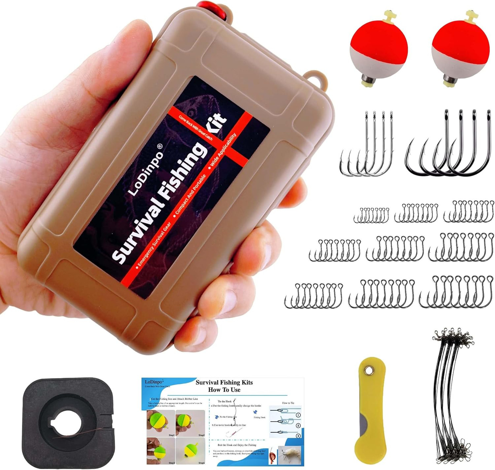 Mini Survival Fishing Kit Waterproof Compact Emergency Fishing Tackle Box Travel