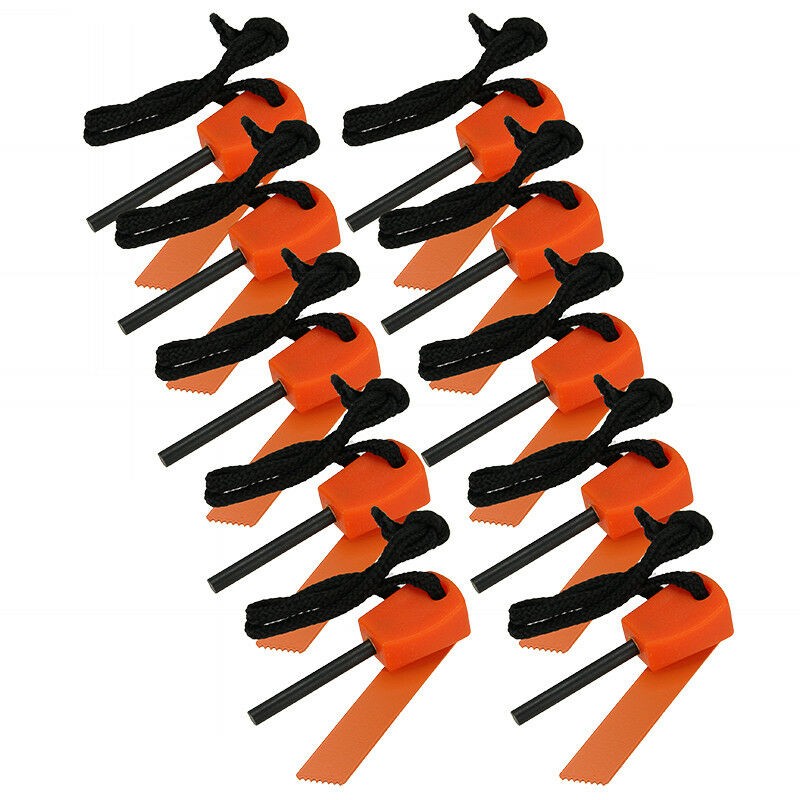 10-200PCS Emergency Flint Fire Starter Rod Lighter Magnesium Camping Tool Kits