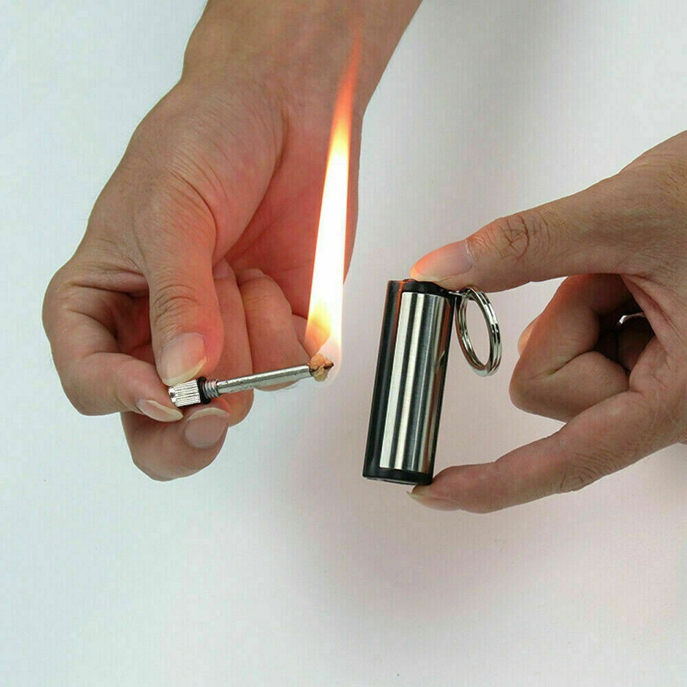 2x Outdoor Fire Starter Permanent Match Lighter Survival Tool Flint Keychain@