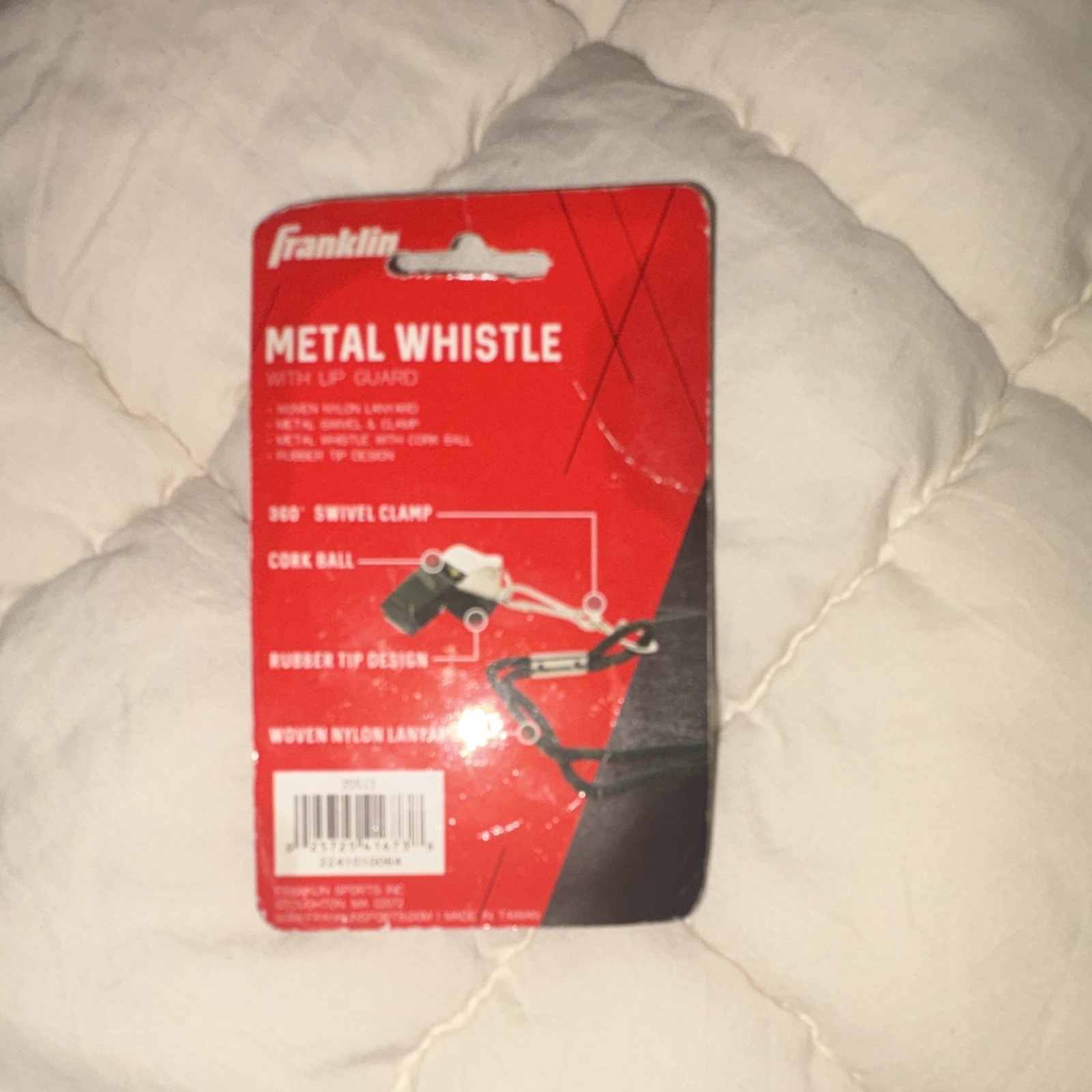 Franklin 110+ dB Metal Safety Whistle w/ Lip Guard, Silver Swivel Clip