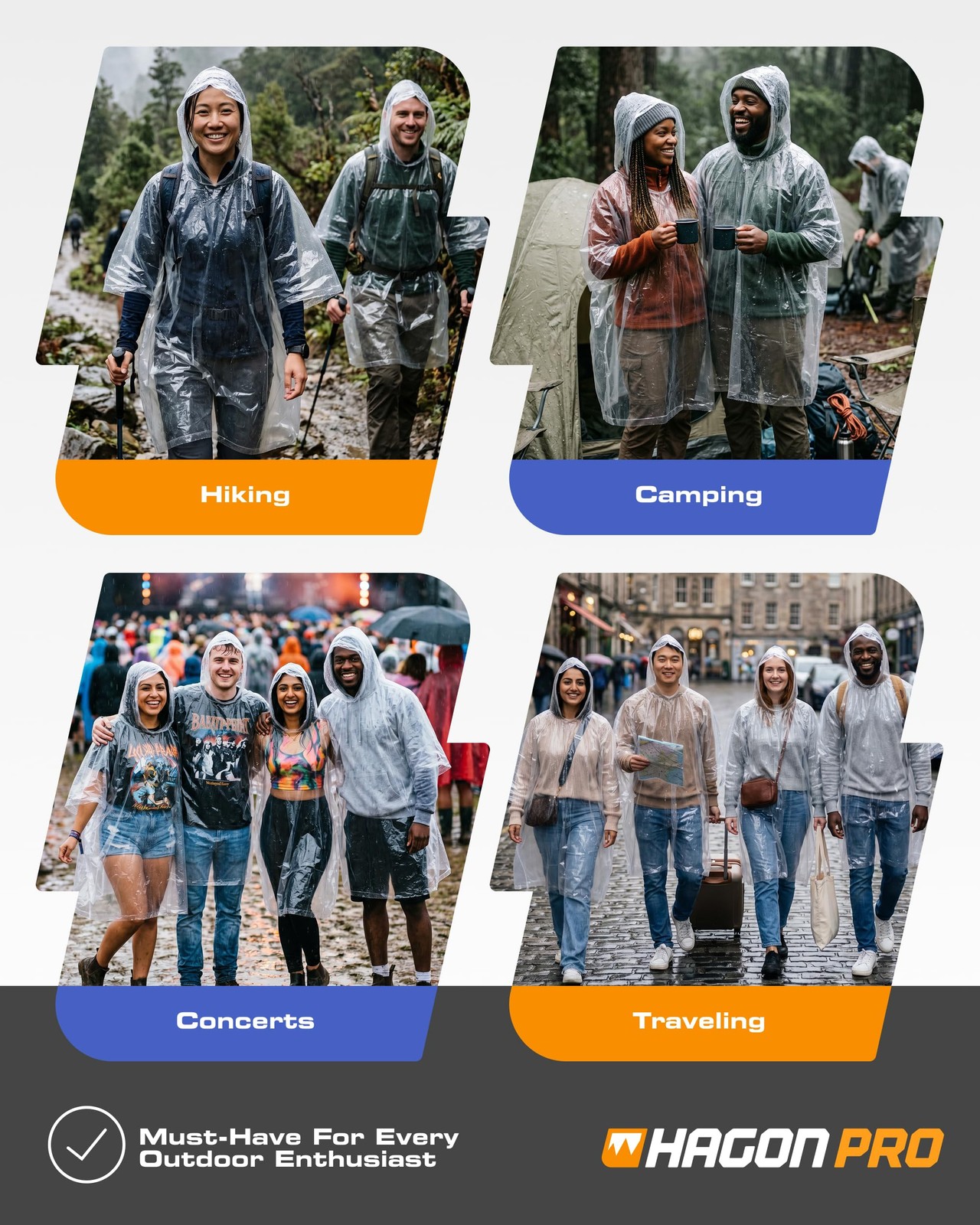 Disposable Rain Ponchos for Adults Emergency Waterproof 5 Pack