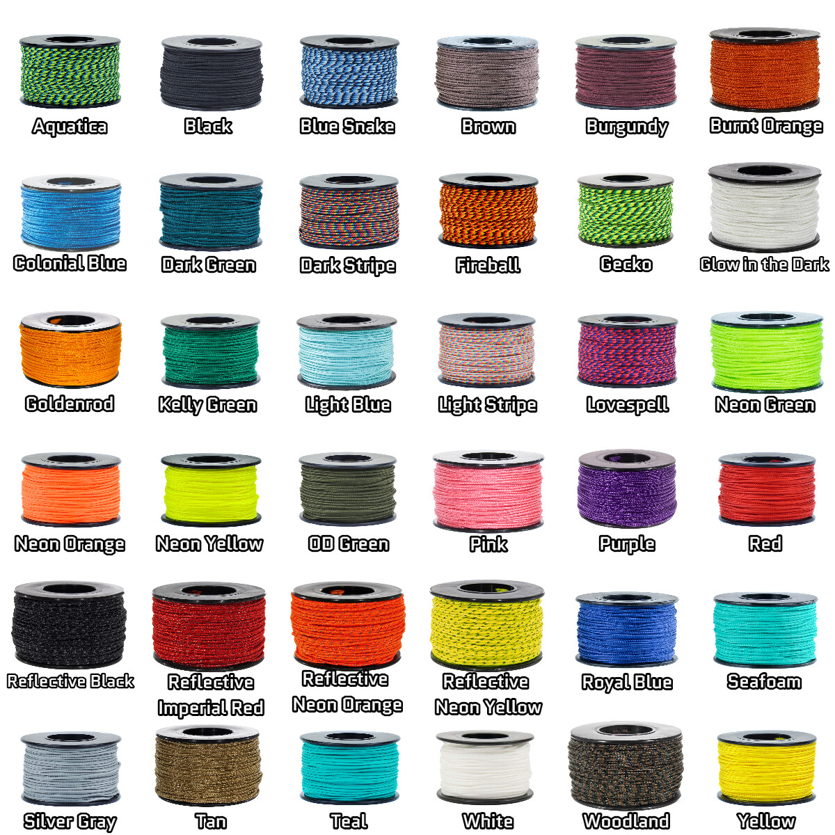 Paracord Planet Micro Cord – 28 Colors – 1, 2, and 5-Packs – 125-Foot Spools