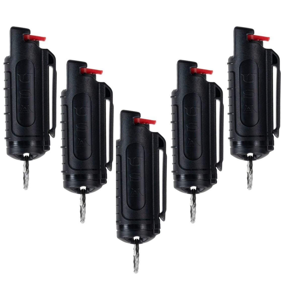 5 PACK Police Magnum pepper spray Keychain Black molded case.50 oz Self Defense