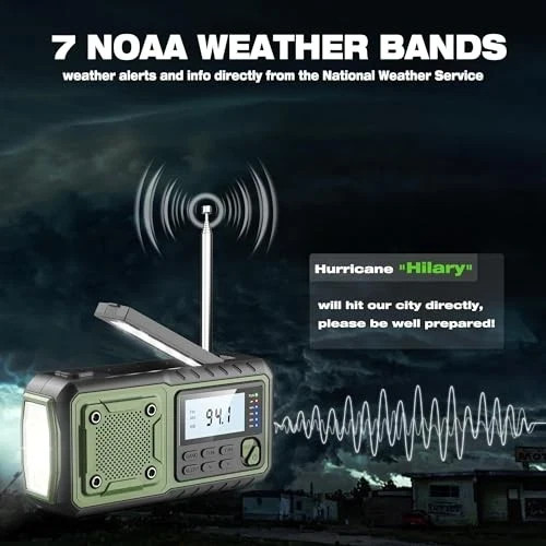 Crank Emergency Radio, Weather Radios, Solar Radios with Hand Crank green