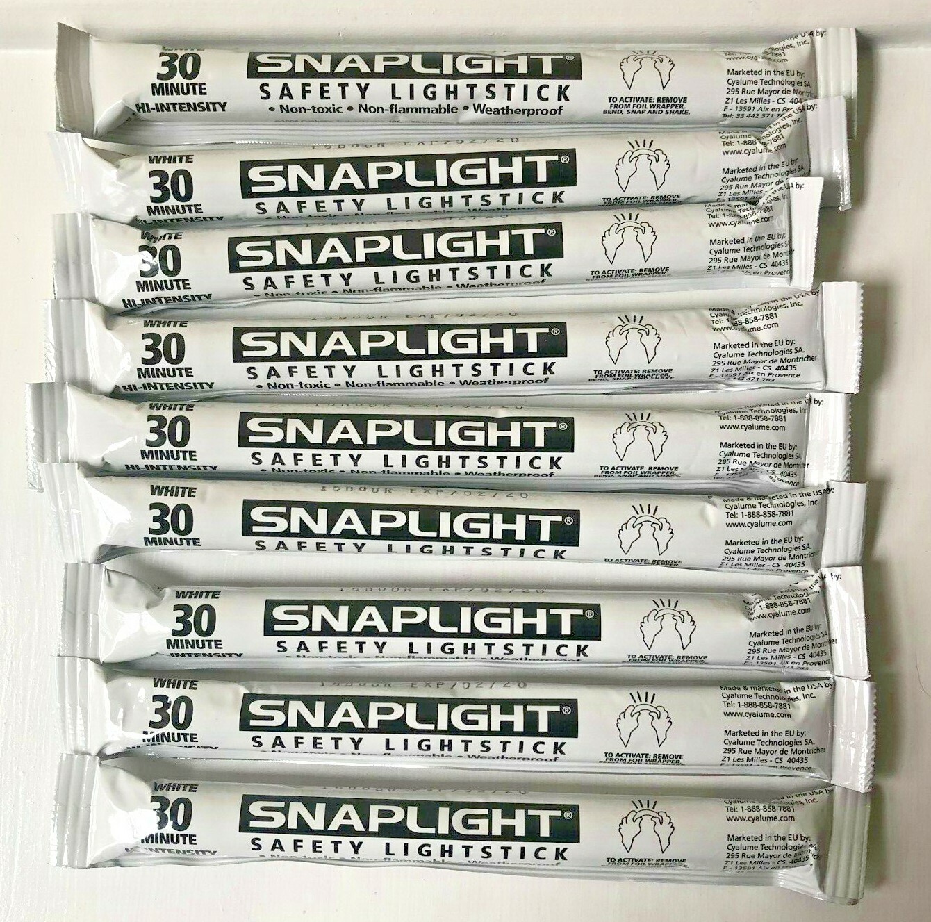 Lot of 9 White Cyalume USA 6″ Lightsticks Emergency Survival Prepper Doomsday