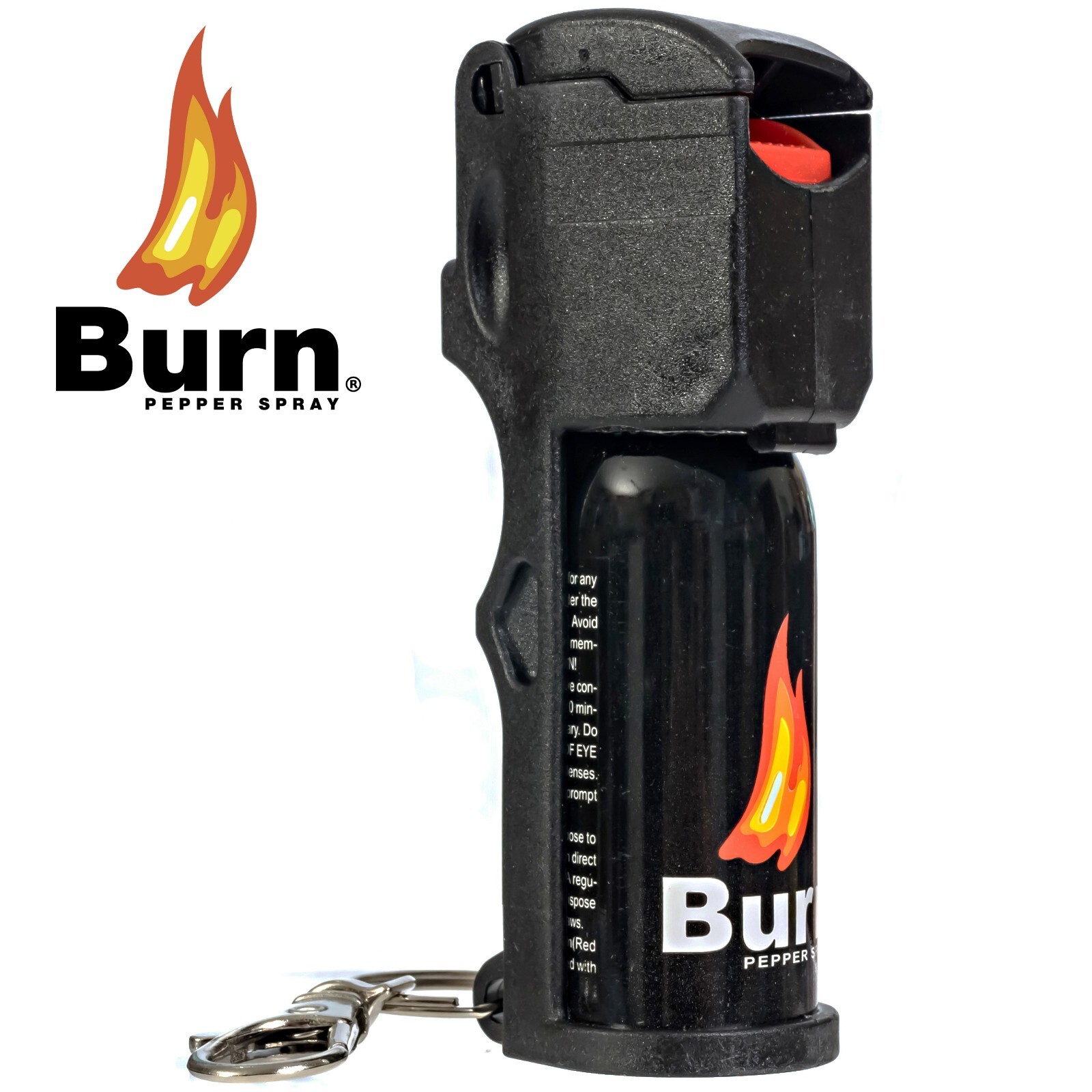2-Pack BURN Pepper Spray for Self-Defense 1/2oz Flip Top Black Security Keychain
