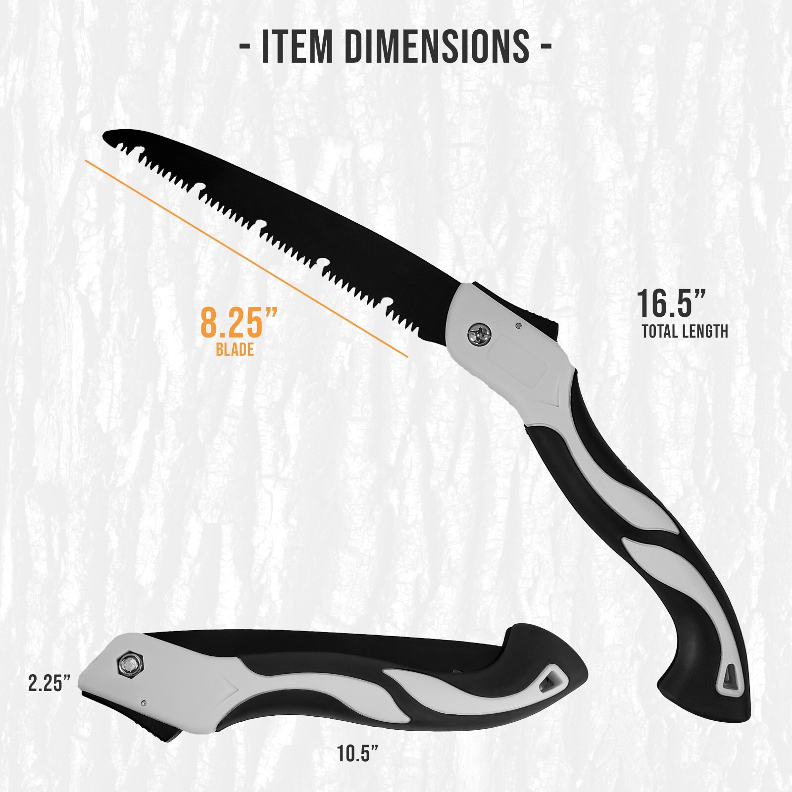 Sirius Survival 8 Inch SK5 Carbon Steel Blade Folding Hand Saw – White/Black