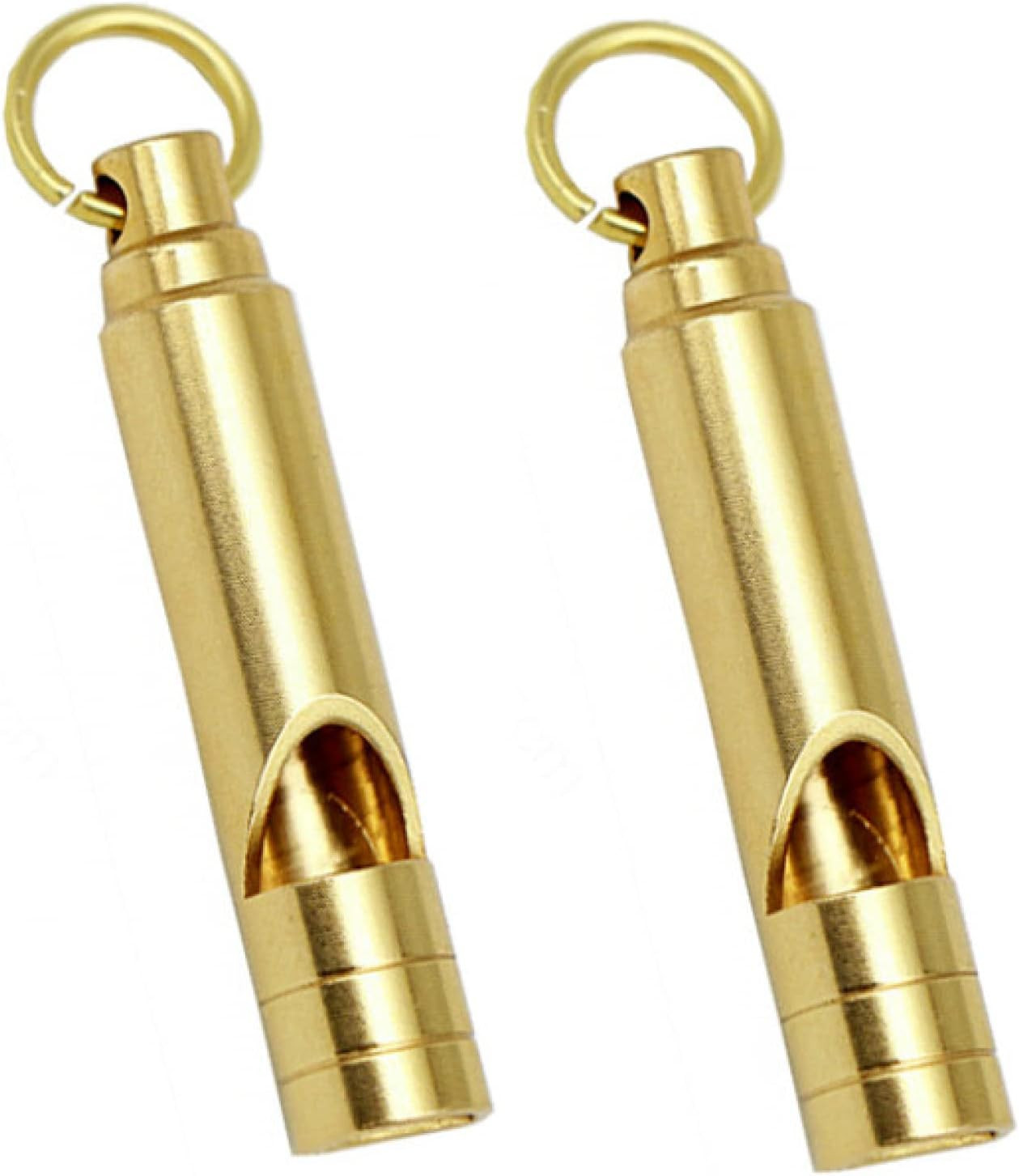 Brass Metal Emergency Whistles – 2 Pcs Adults/Kids Outdoor Loud Sound SOS Sur…