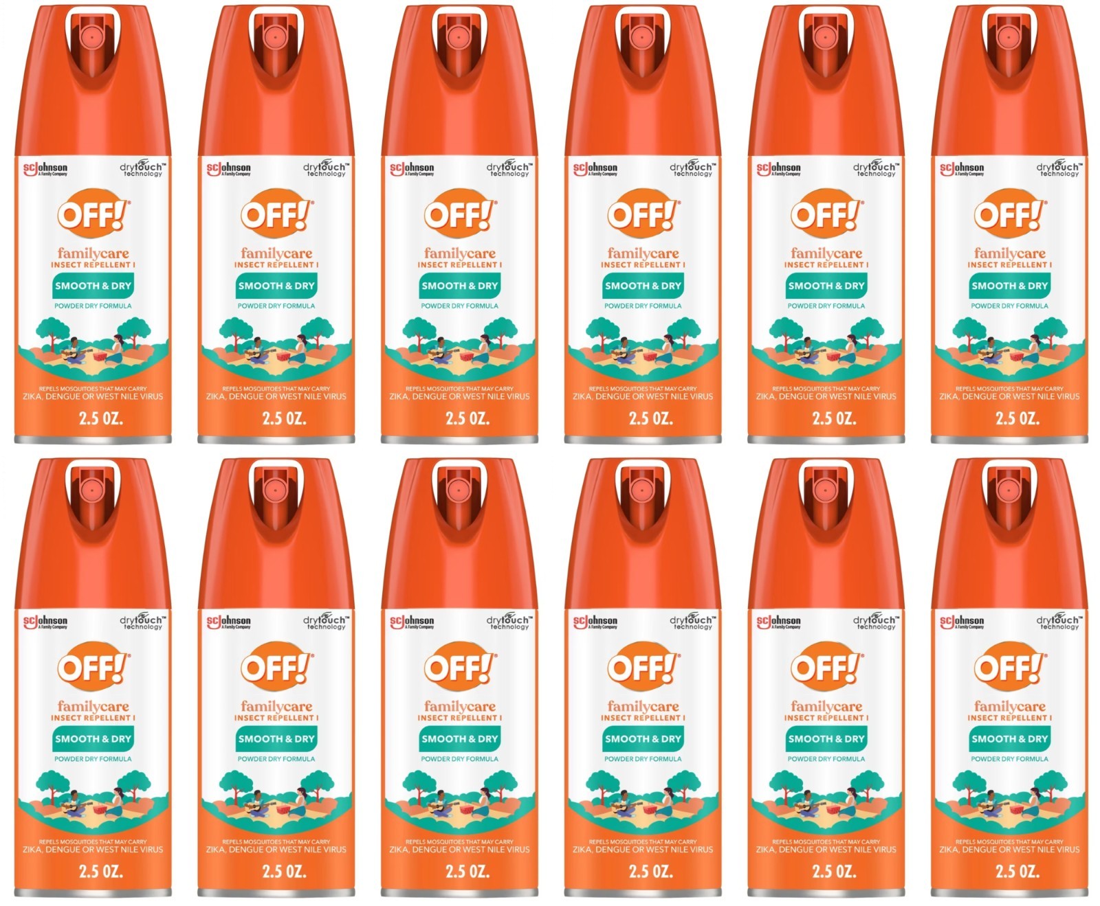 OFF! FamilyCare Bug Spray Mosquito Repellent 6hr Protect DEET Formula 2.5oz 12PK