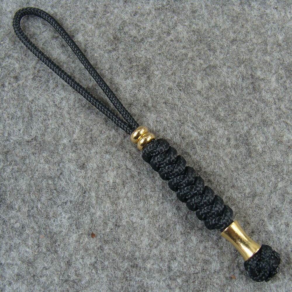 2 Pack Handmade 2mm Paracord Knife Lanyard With Brass Beads / Knife Beads