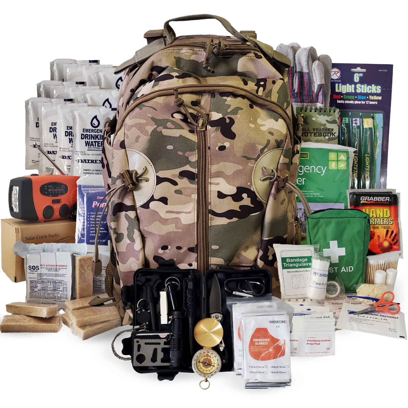2 Person Emergency Kit/Survival Backpack for 72 Hours, Natural Disasters & More