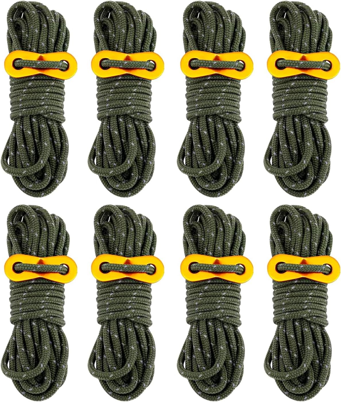 8 Pack 4mm Ultralight Tent Guy Lines Army Green