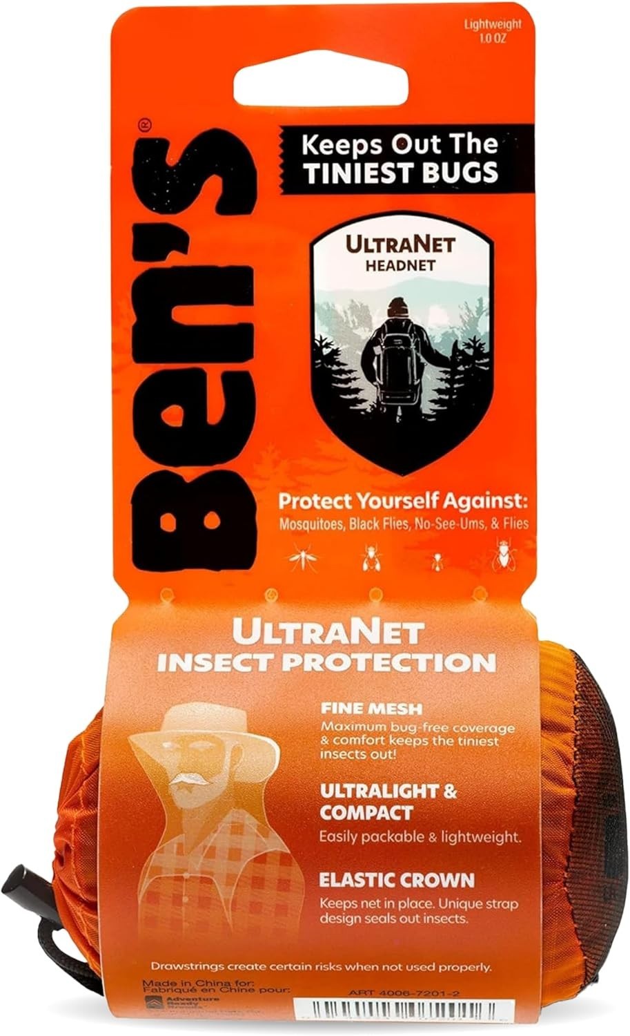 Ben’s UltraNet Ultra‑Fine Mosquito & No‑See‑Um Head Net – FREE Shipping