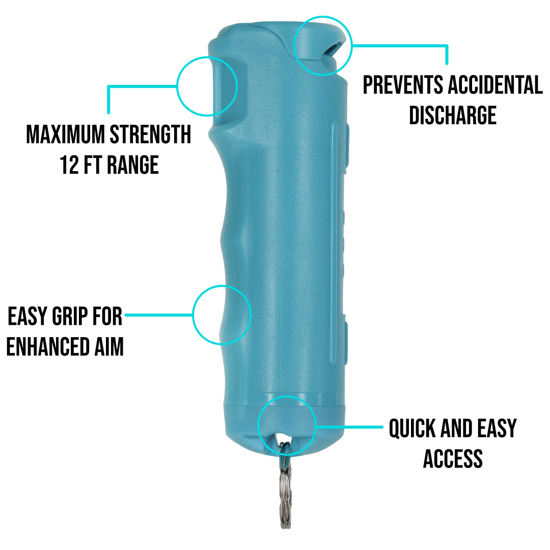 POLICE MAGNUM Keychain Pepper Spray Self Defense .50oz Teal 1 Pack Flip Top