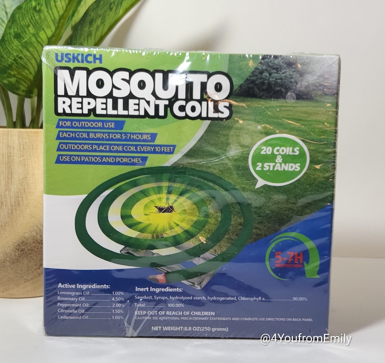 20 COILS – Mosquito Repellant Coils NATURAL 5-7 Hour Protection – NIB by USKICH