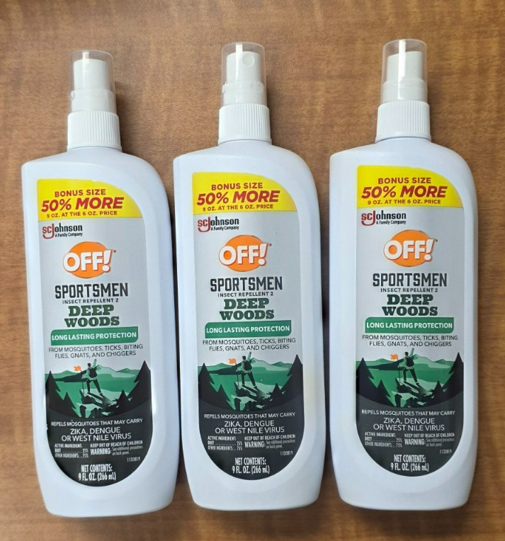 3 Pack OFF! Deep Woods INSECT REPELLENT 2 Liquid Spray Pump 9 Fl oz Each.