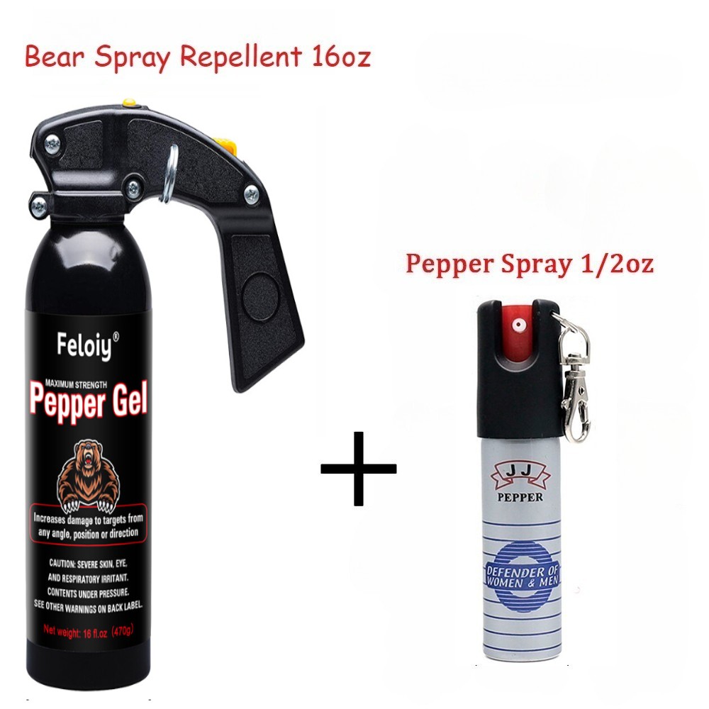 Feloiy Bear Repellent Self Defense Spray 16oz With 1 Pack Free Peper Spray 1/2oz