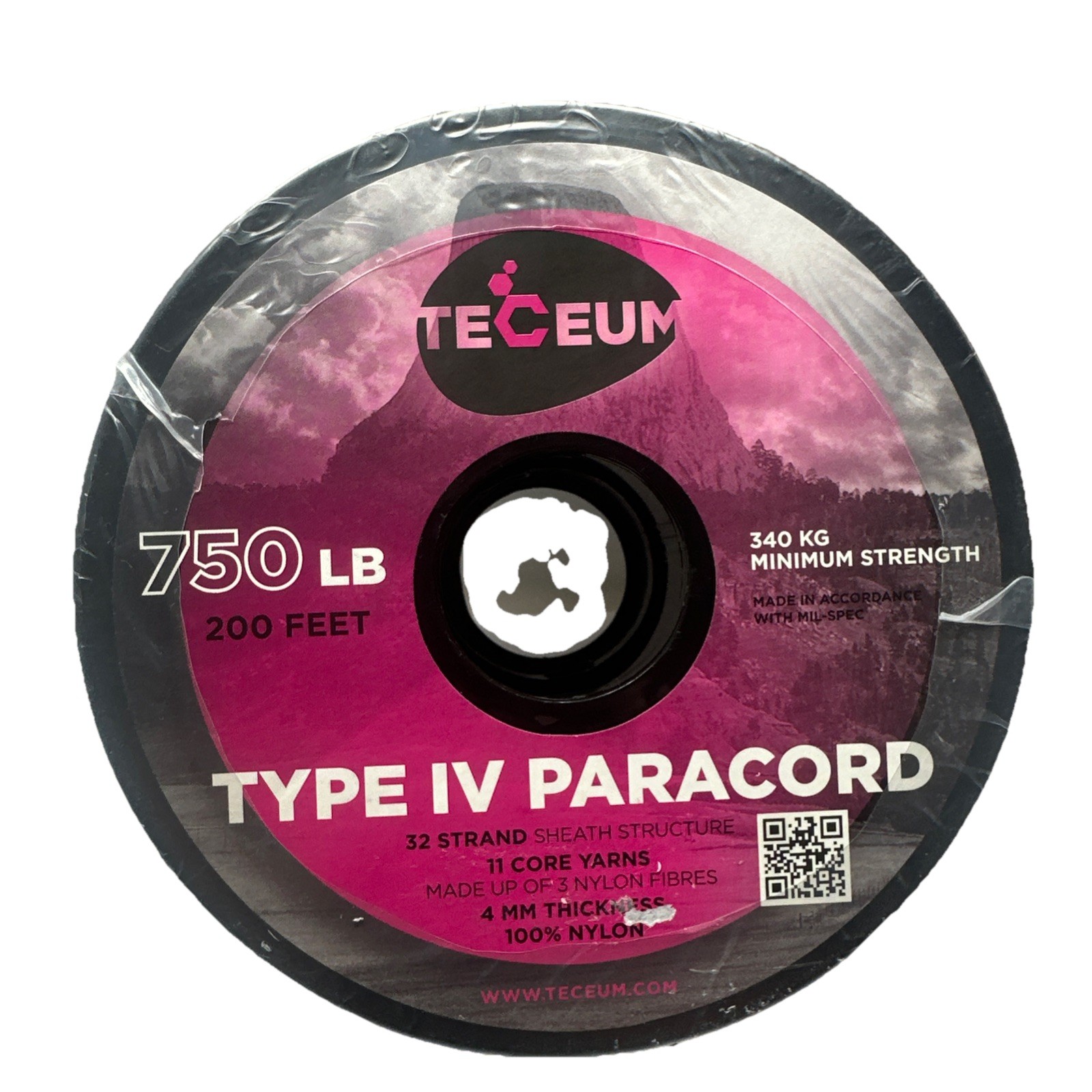 Teceum 750 Lb 200 Ft Paracord Type IV 4 Green 32 Strand 11 Core 4 Mm Nylon