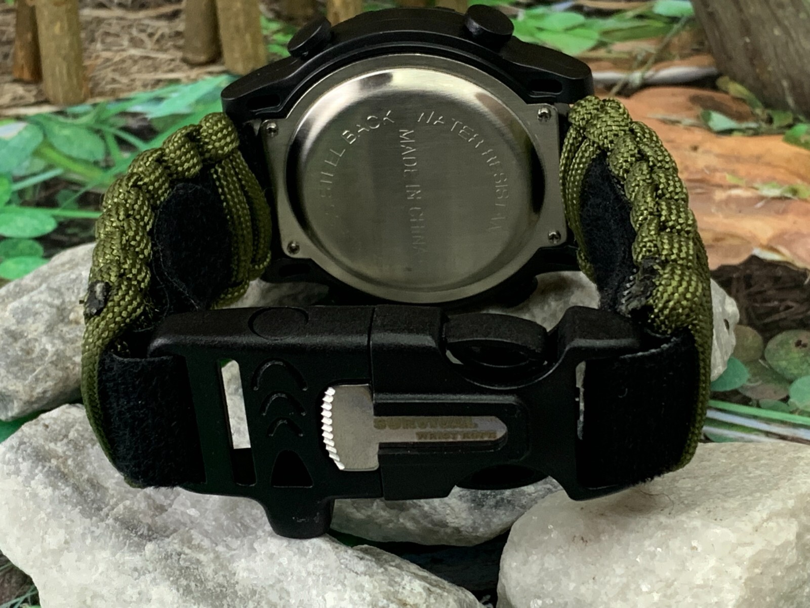 Army Green Adjustable Survival Band with 50 mm Digital Watch 7″ – 8″ Wrists Only