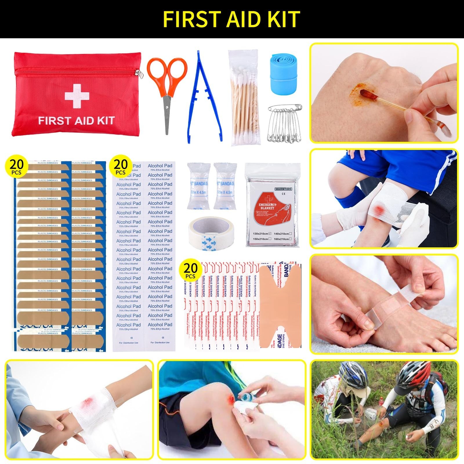 Survival Kit & First Aid Kit – 160 Pcs Emergency Supplies for Camping, Hiking, O