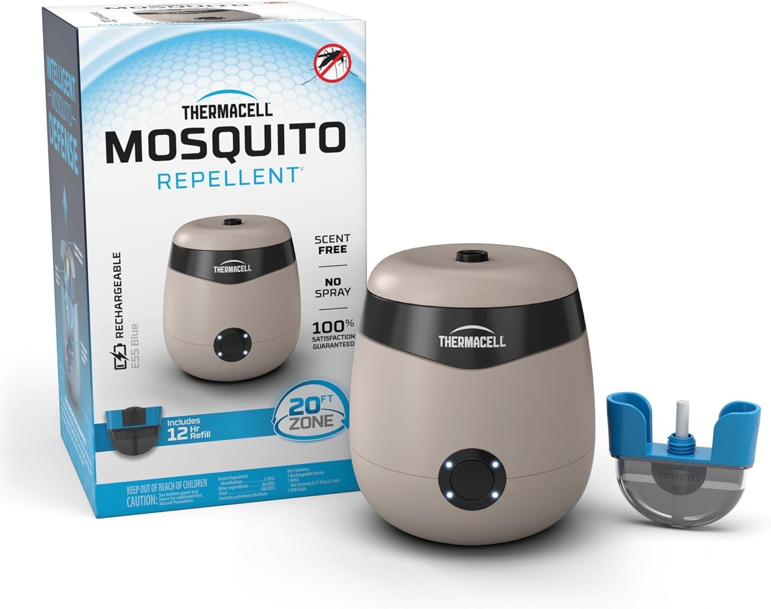 NEW Thermacell E55 Rechargeable Mosquito Repellent | 20′ Protection Zone
