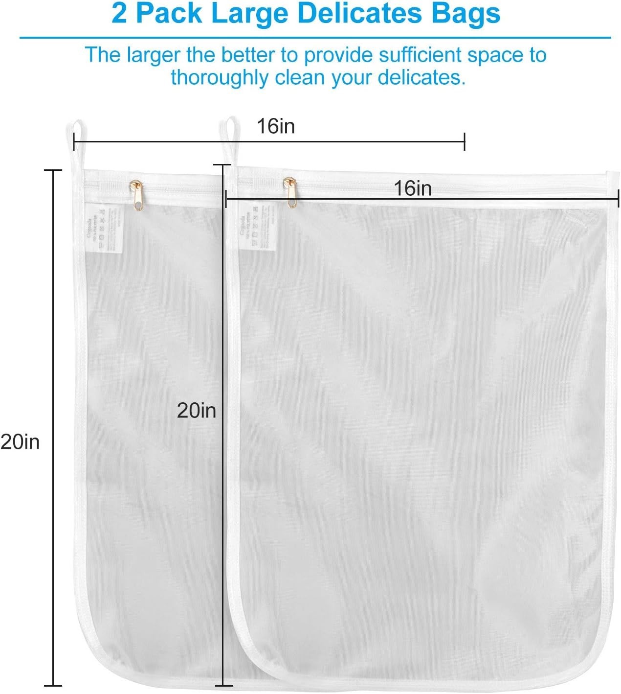 GOGOODA Delicates Laundry Bags, Fine Mesh Wash Bag for 2 Set(2 Large), White