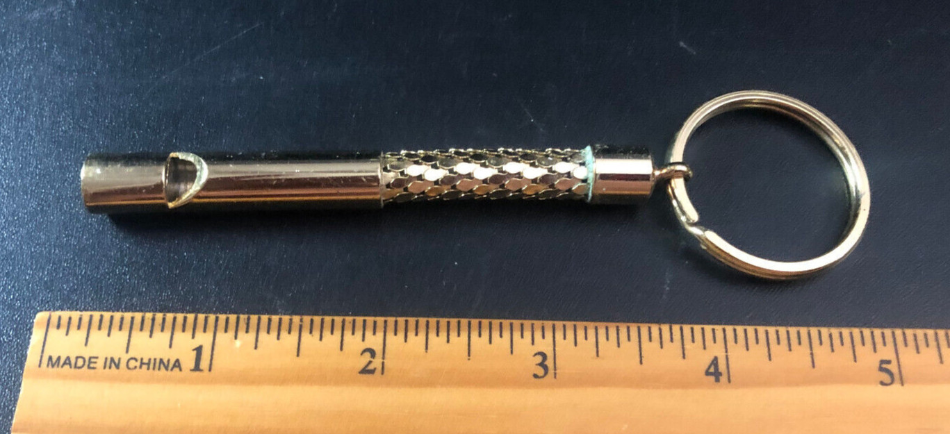 Gold colored whistle keychain – safety – 5 inches