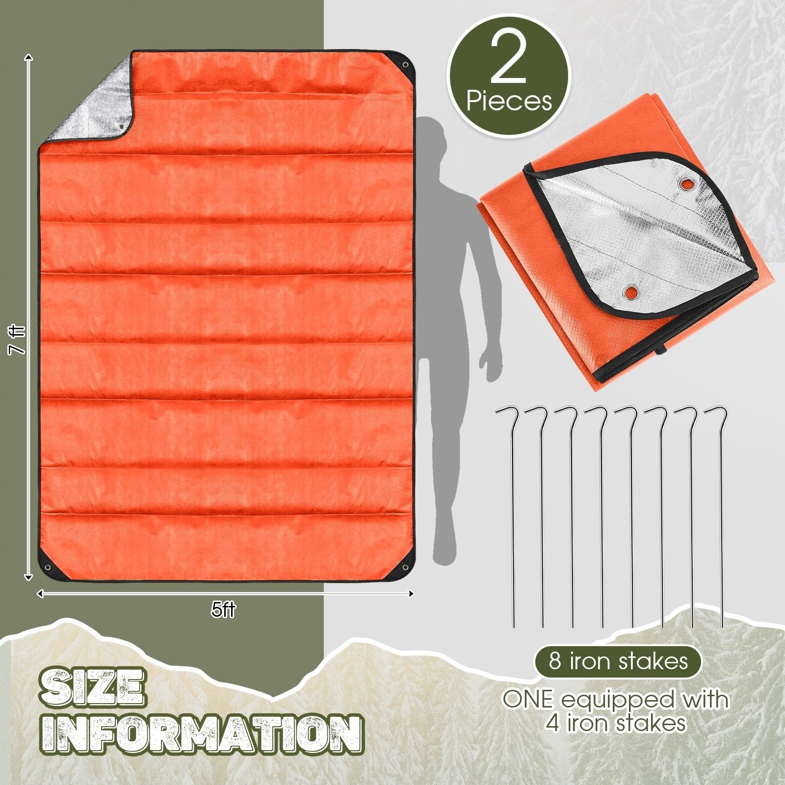 2 Pcs Heavy Duty Emergency Survival Blankets – Waterproof Thermal Reflective Tar