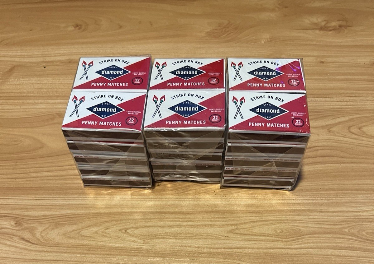 Wooden Matches 960 Count Strike On Box – Diamond 3 Packs of 10 Small Penny Match