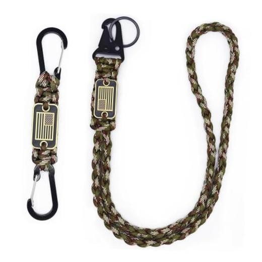 Heavy Duty Paracord Lanyard Keychain, Braided Parachute Army Green Camo(l1+s2)