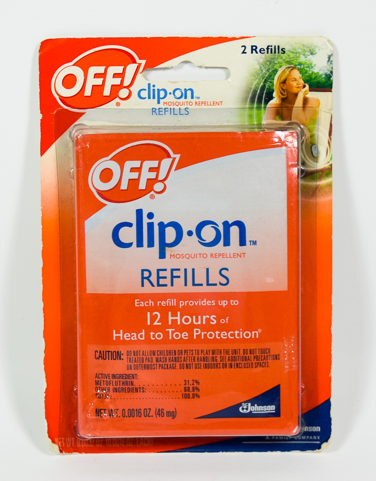 Off! CLIP ON Mosquito Repellent Fan REFILL ~ 12 hr protection NIP = 2 refills