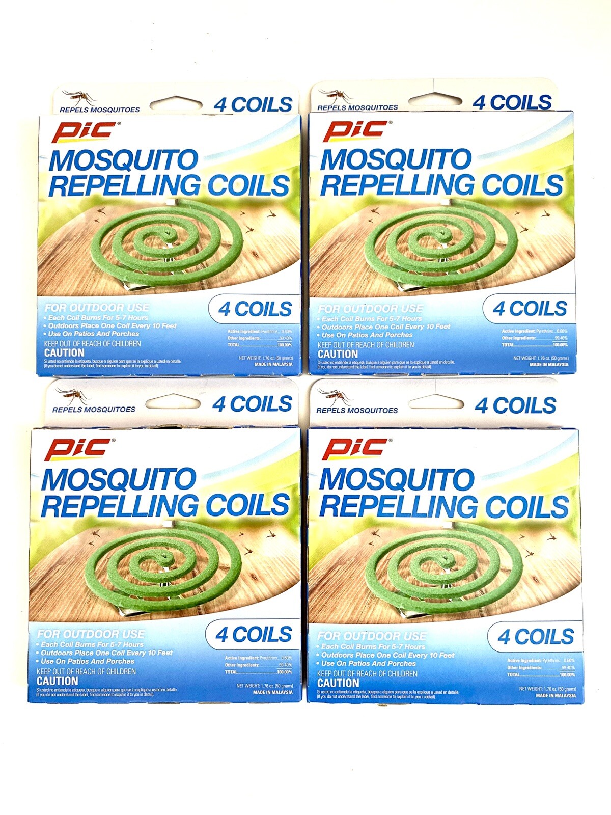 PIC Citronella Mosquito Repelling Coils 4 Packs, 16 Coils, Ship Next Day