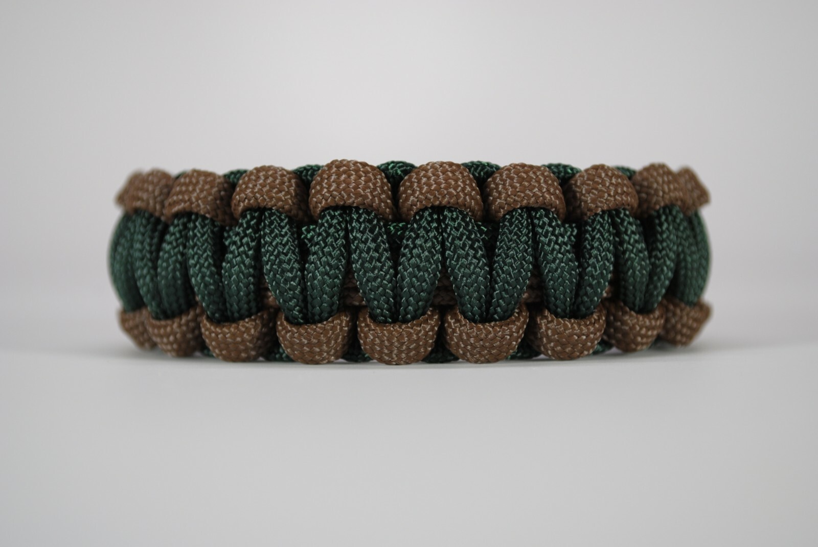 550 Paracord Survival Bracelet Cobra Dark Brown/Emerald Green “Made in the USA”
