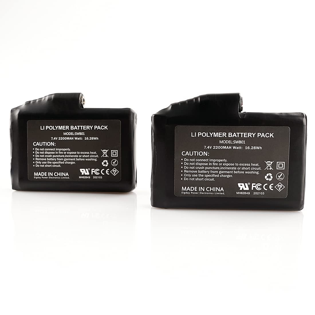 Mievnio 7.4V 2200Mah Rechargeable Li-Polymer Electric Batteries For Heated