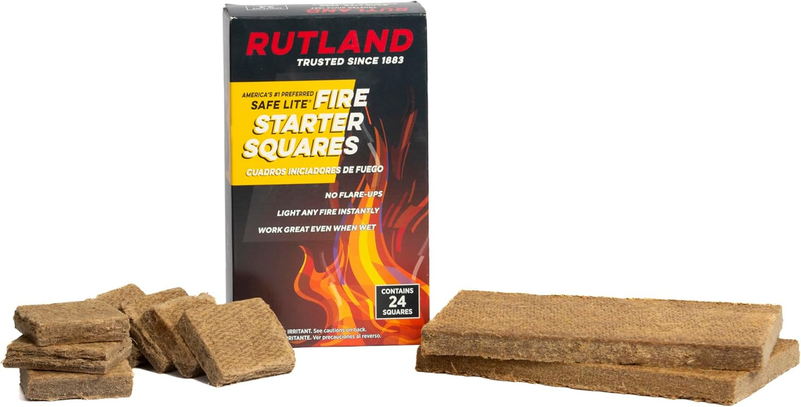 Rutland Safe Lite Fire Starter Squares – Heavy Charcoal Starters for Fireplace