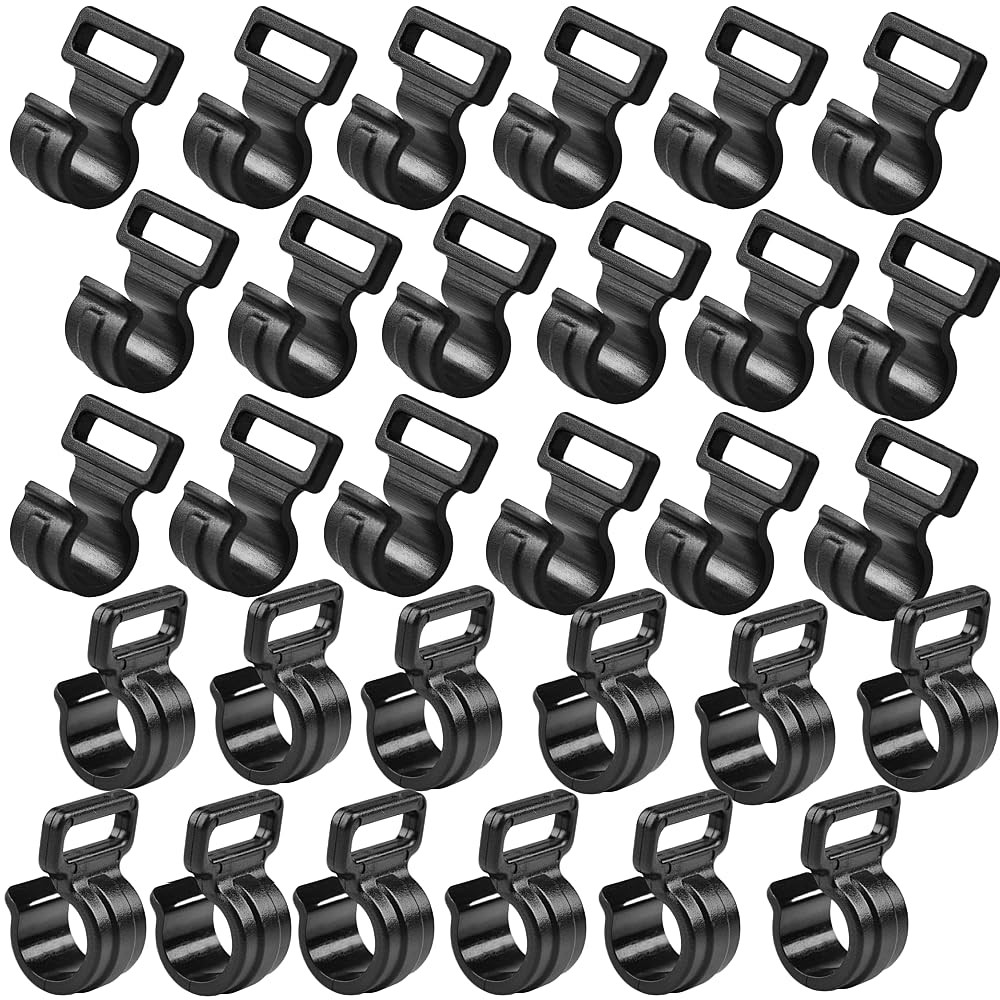 30Pcs Tent Pole Clips,C Clips for Tent, Attachment NO, Black