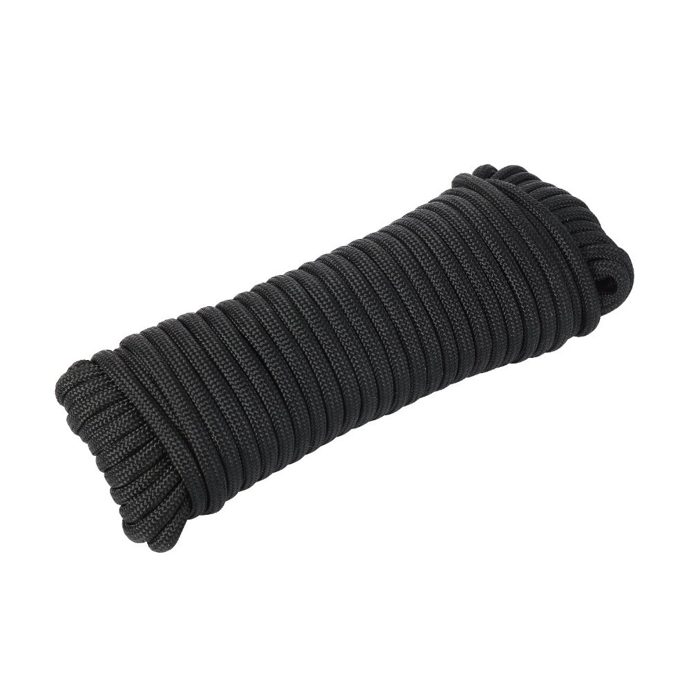 50ft Paracord Rope 1100lb Strength 14 Strand Core 100% Polyester Black Outdoor
