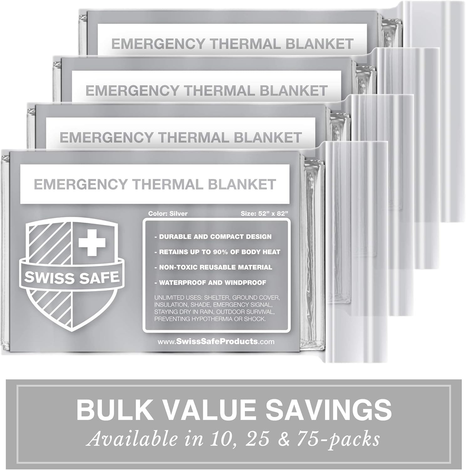Emergency Mylar Thermal Blankets + Bonus Space Blanket – Compact & Insulated for