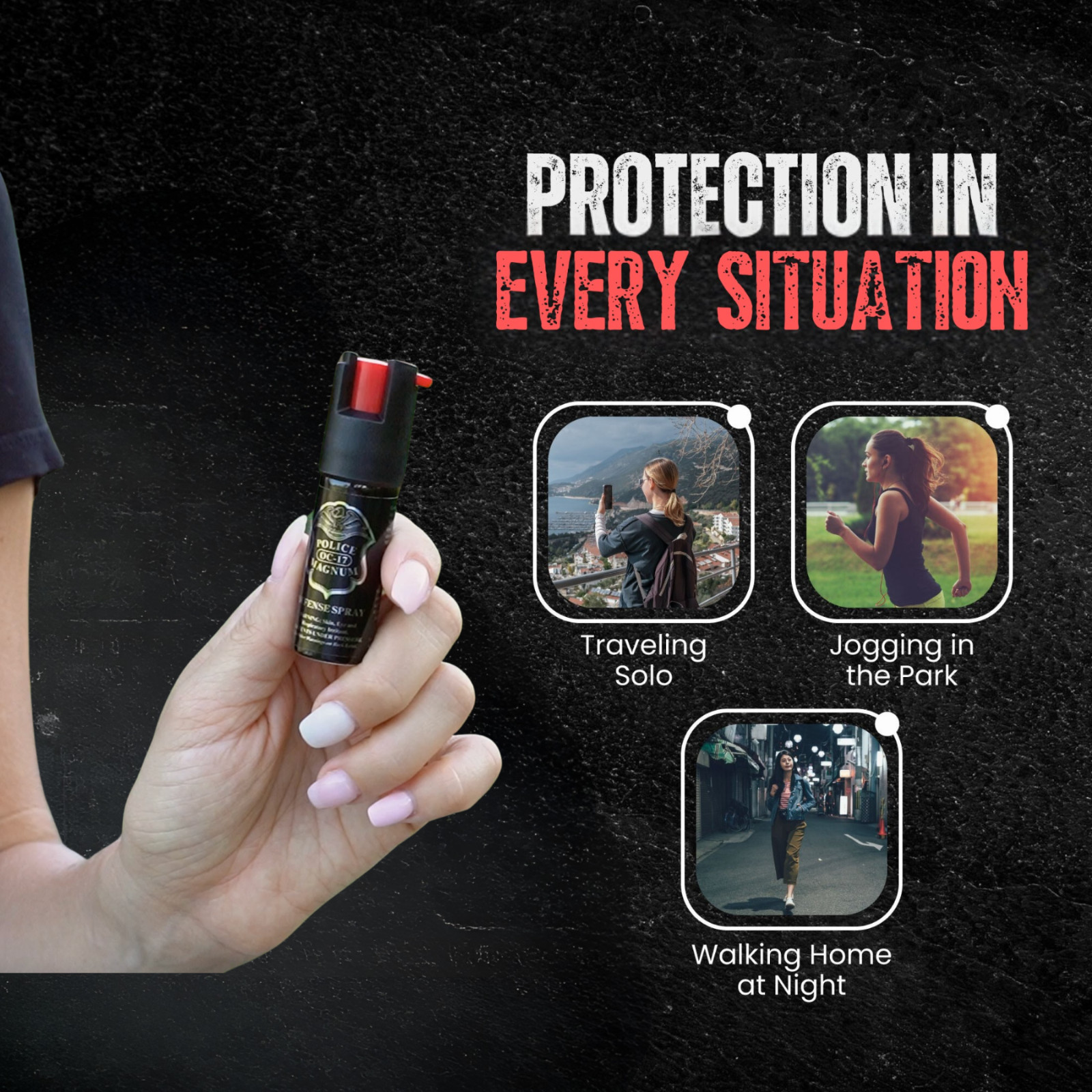Lot of 6 Police Magnum pepper spray 1/2oz unit safety lock self defense security