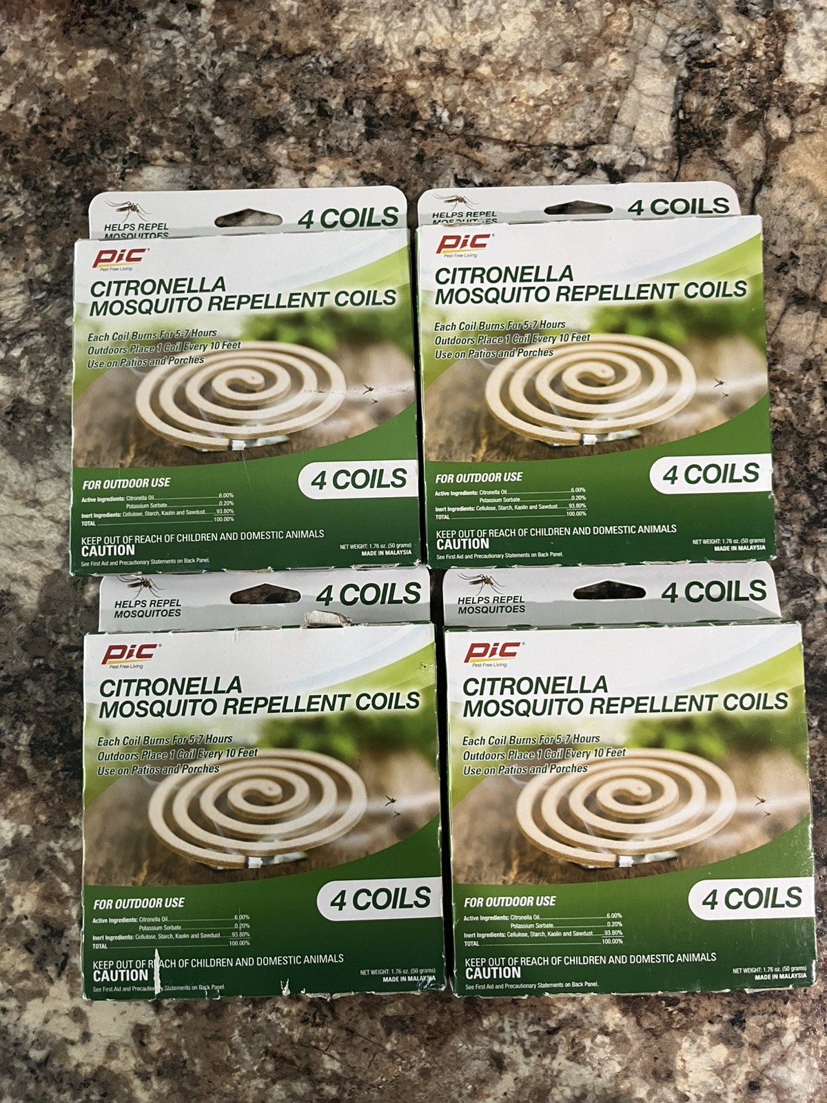 PIC Citronella Mosquito Repelling Coils 4 Packs, 16 Coils, Ship Next Day NEW