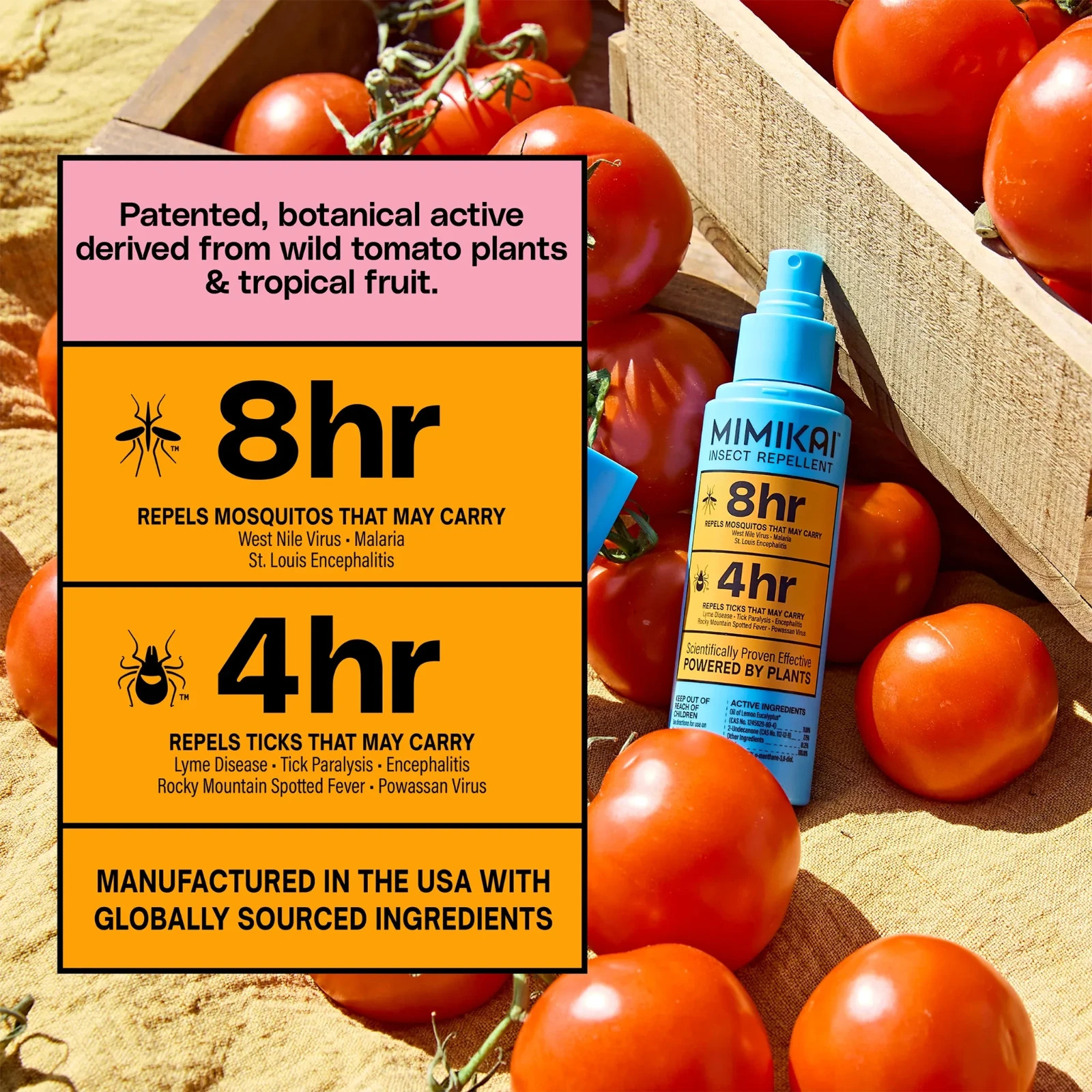 Mimikai Mosquito & Tick Insect Repellent Spray 3.4 oz DEET-Free Made in USA NEW