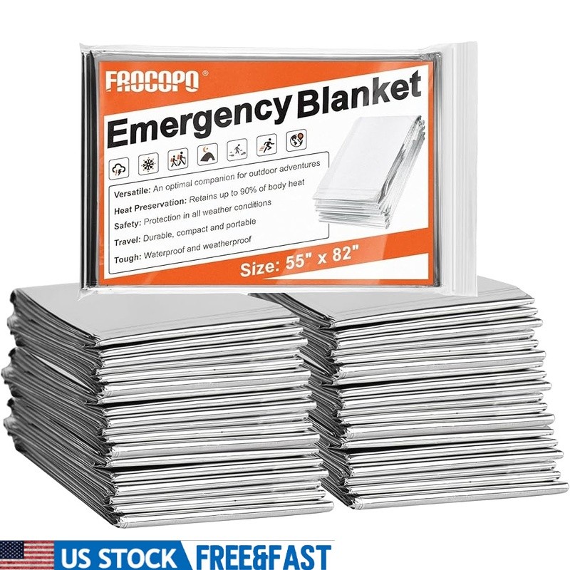 6 Pack Emergency Thermal Blankets Waterproof Windproof Hiking Camping Survival