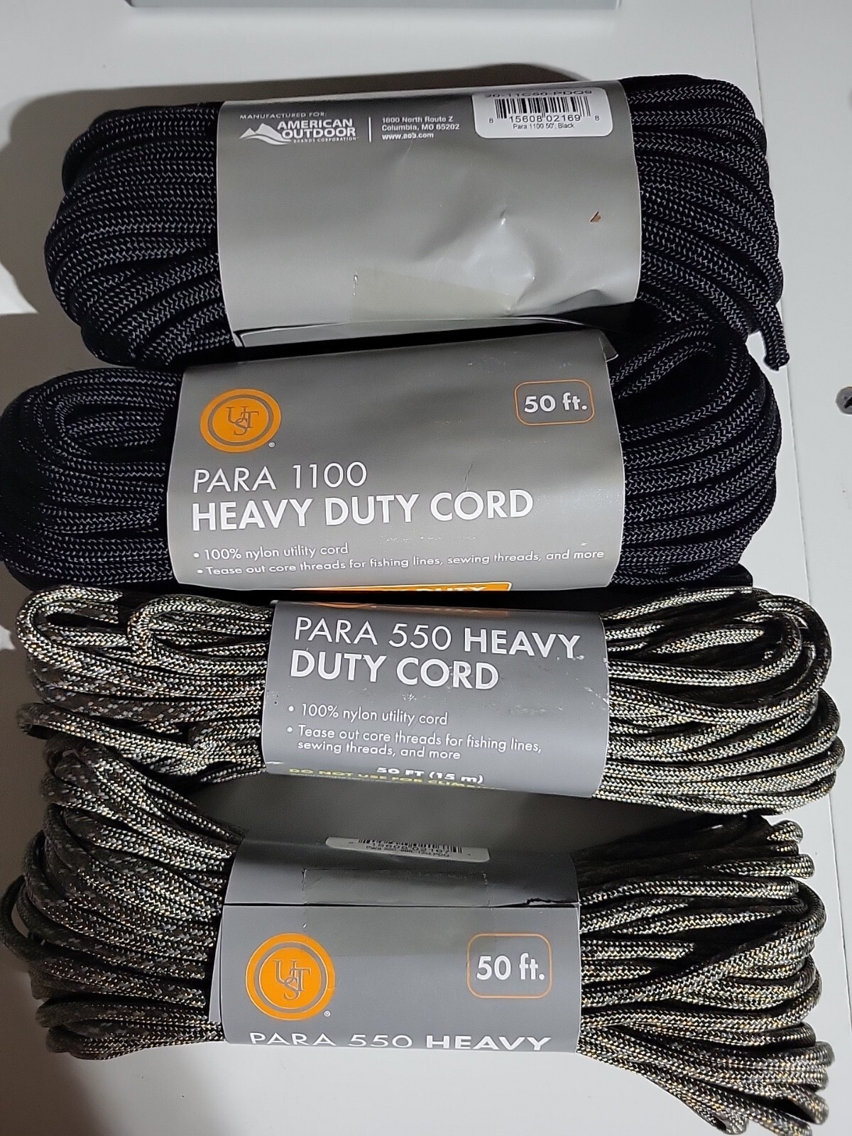 Paracord 1100+550 (200ft) (50fteach) 4 pack BEST DEAL🎈🎈free shipping.