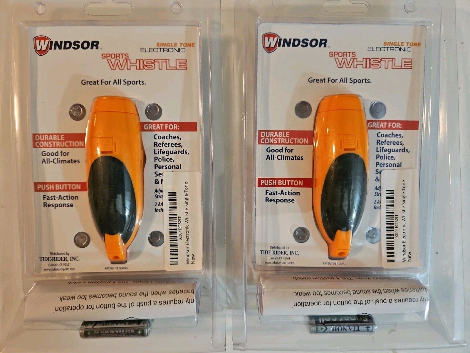 TWO NEW Windsor Single Tone Electronic Whistle Color Orange, Model 8308