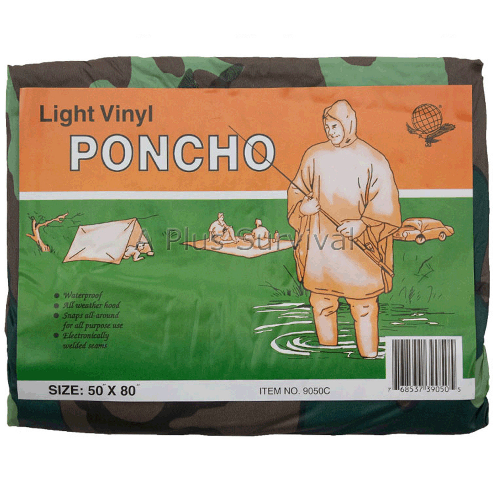 Camo Heavy Duty Emergency Poncho with Hood 50″ x 80″ Survival Emergency Kit