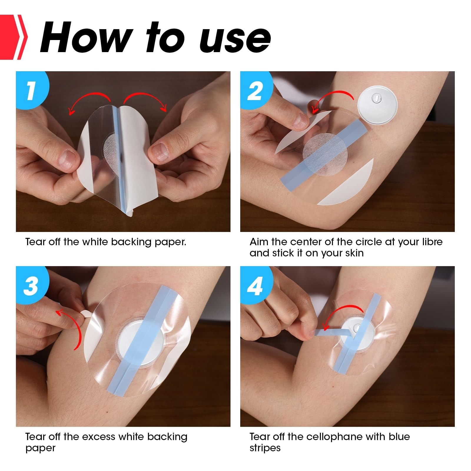 100 Pack Freestyle Sensor Covers for Libre 3 Waterproof Adhesive Patches
